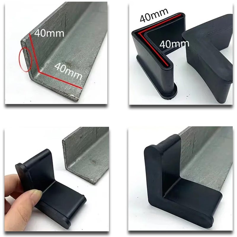 Quweiz 20Pcs L Shaped Rubber Angle Iron Caps, Furniture Rubber Leg Covers, Furniture Angle Iron Foot Pads, Black (1.57"" X 1.57"" / 40Mm X 40Mm) - Image 3