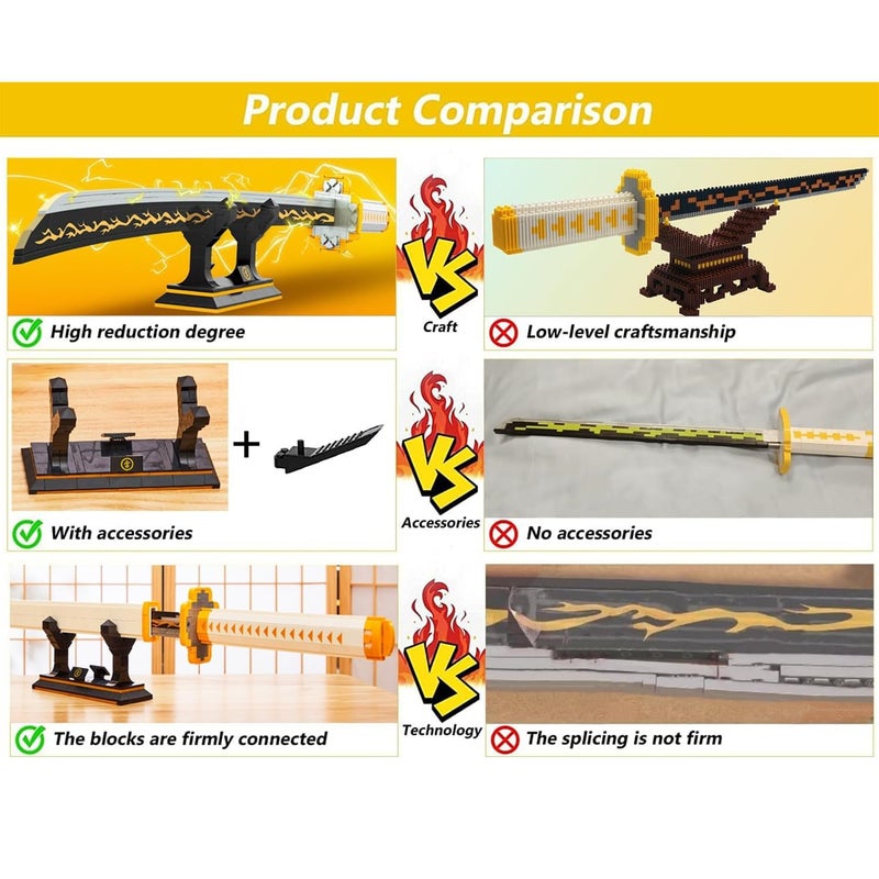 Kravkind 39inch for Sword Building BlockModel, Samurai Sword Set withScabbard and Stand, Best Gift for AnimeFans - Image 2