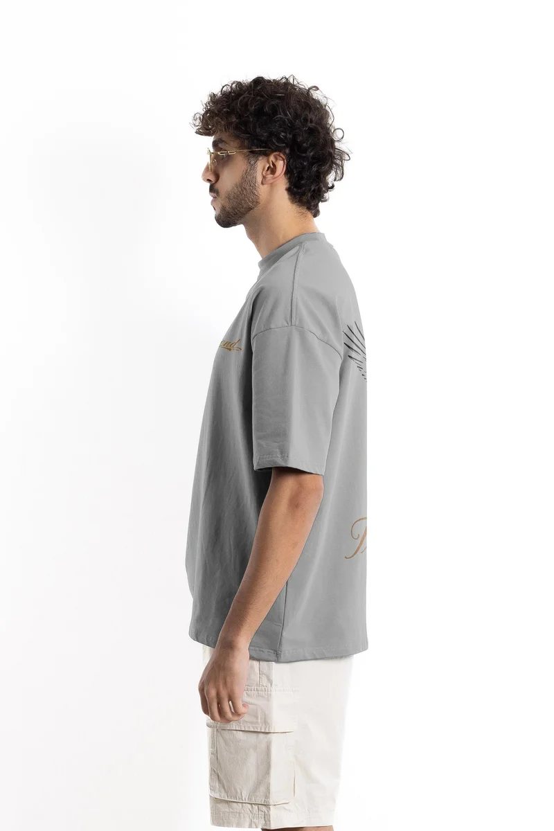 Shapes GREY COTTON BLEND PRINTED T-SHIRT for Men | Best Price UAE