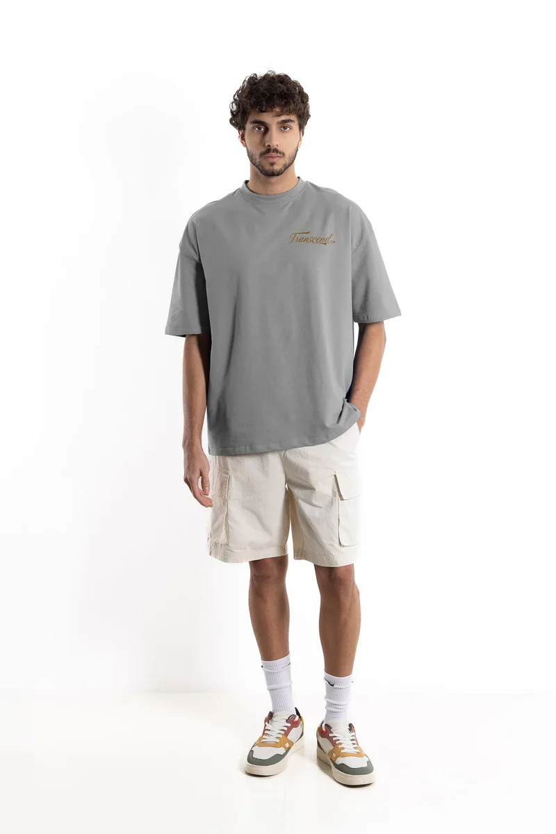 Shapes GREY COTTON BLEND PRINTED T-SHIRT for Men | Best Price UAE