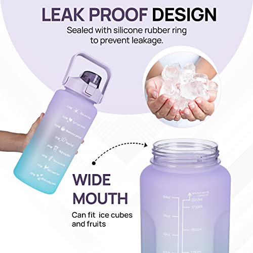 SKYTONE® Water Bottle For Office, Gym, Travel, Sports Leakproof 2 Liter Bottle With BPA-Free Plastic Included Silicone Pipe (Purple) (Purple) - Image 4