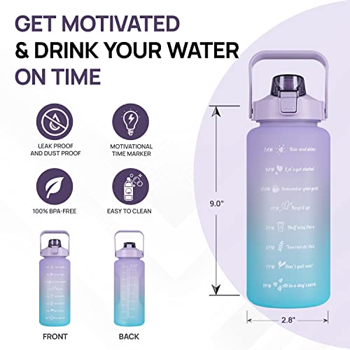 SKYTONE® Water Bottle For Office, Gym, Travel, Sports Leakproof 2 Liter Bottle With BPA-Free Plastic Included Silicone Pipe (Purple) (Purple) - Image 5