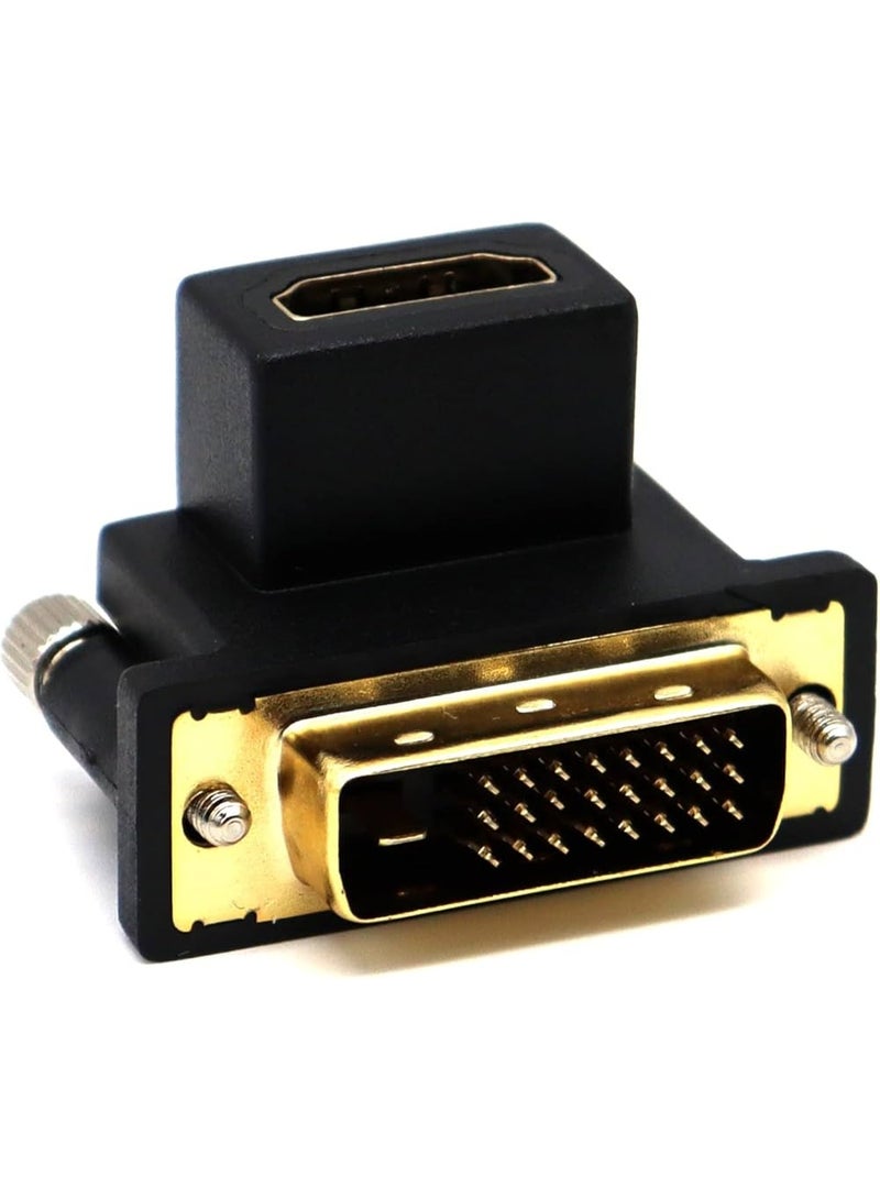 محول CY بزاوية 90 درجة لأعلى من DVI ذكر إلى HDMI أنثى للكمبيوتر والتلفزيون عالي الوضوح وبطاقة الرسومات (بزاوية لأعلى) - Image 1