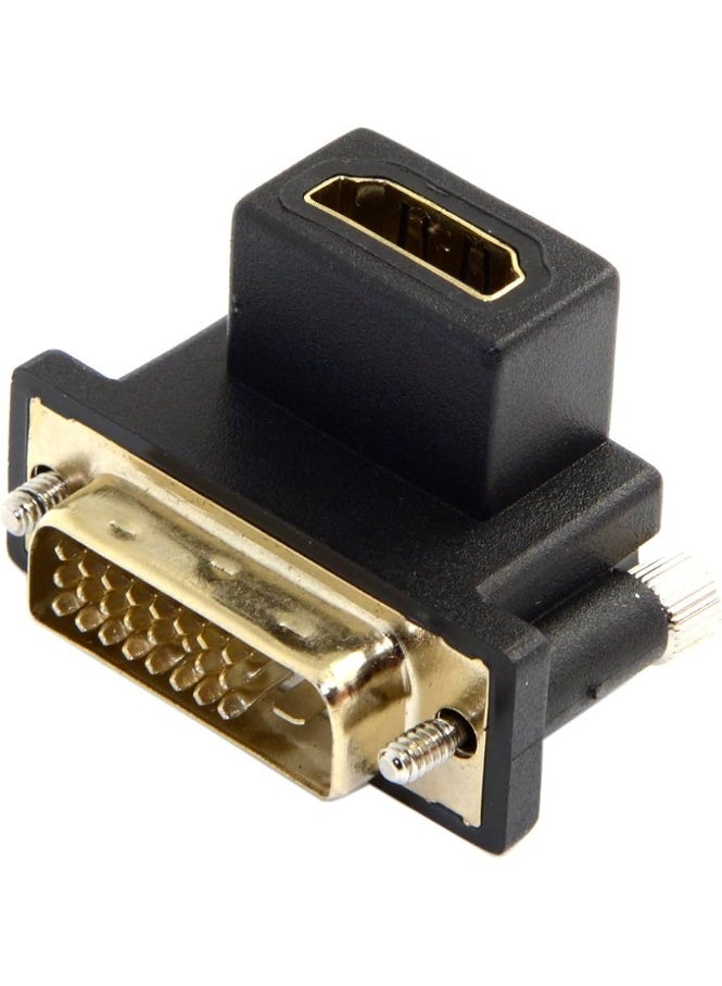 محول CY بزاوية 90 درجة لأعلى من DVI ذكر إلى HDMI أنثى للكمبيوتر والتلفزيون عالي الوضوح وبطاقة الرسومات (بزاوية لأعلى) - Image 2