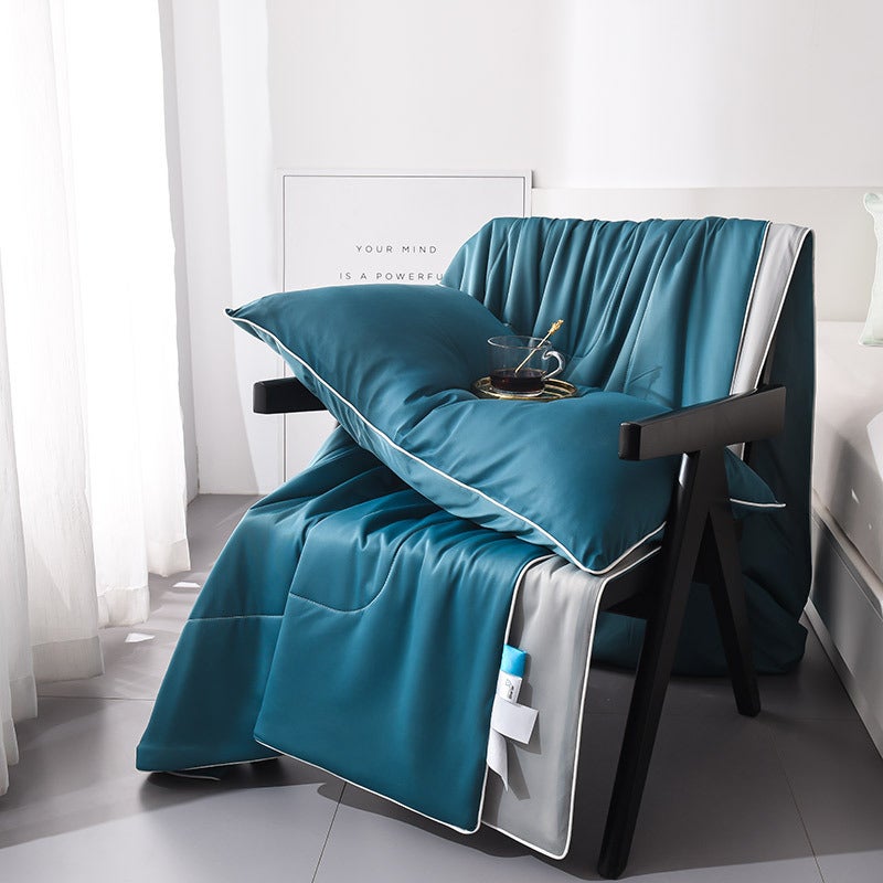 Cooling Summer Quilt Washable Single Double Blue and Gray 