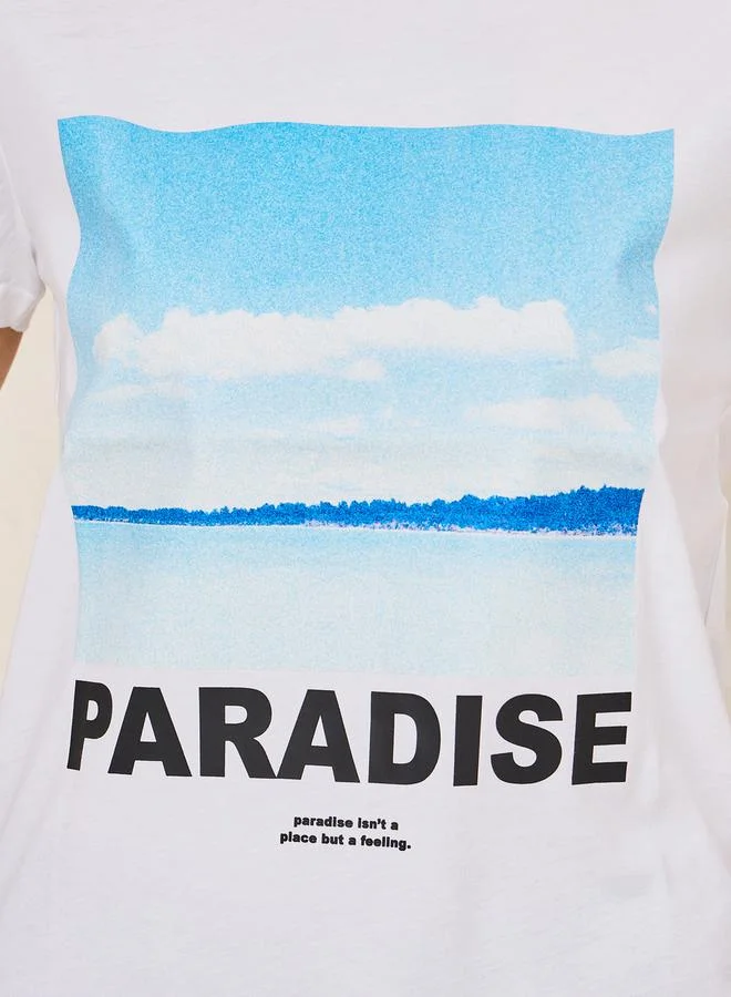 Styli Regular Fit Paradise Graphic Print T-Shirt