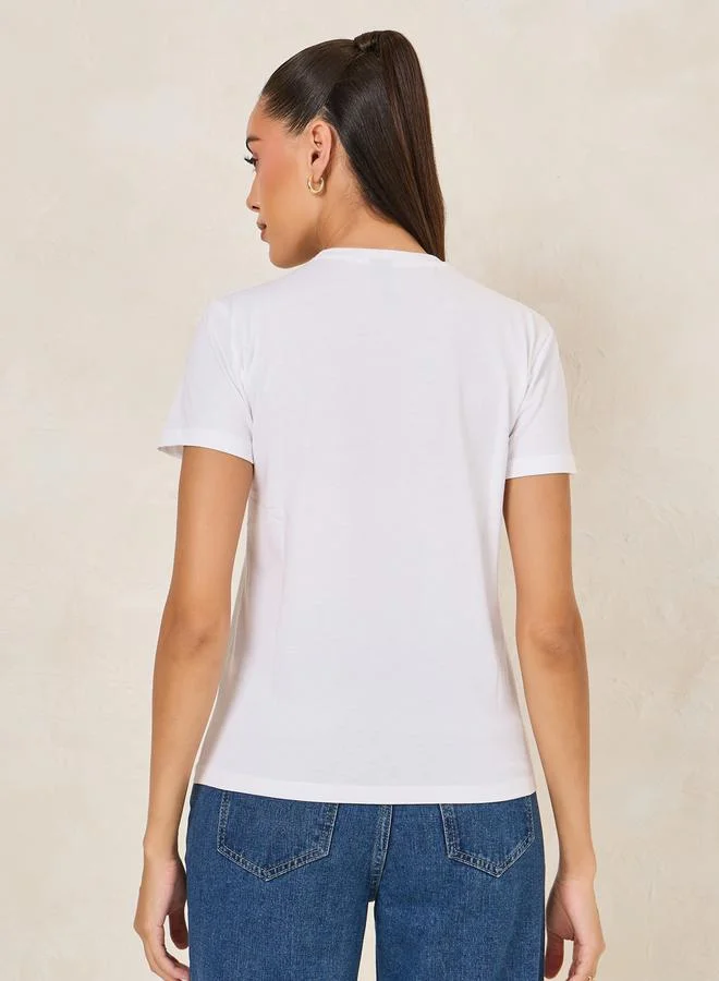 Styli Regular Fit Paradise Graphic Print T-Shirt