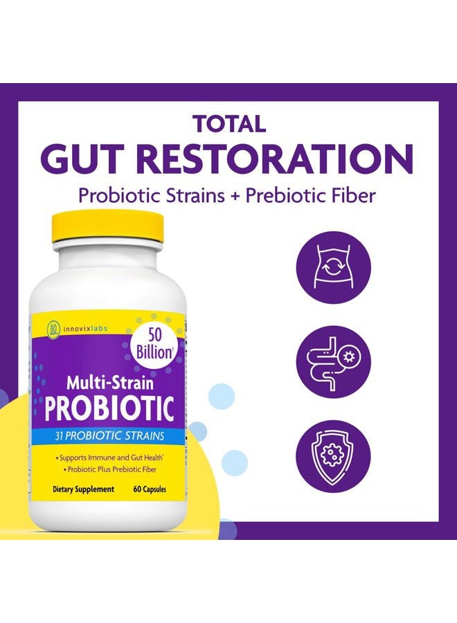 InnovixLabs Multi Strain Probiotics for Women & Men - Probiotic Supplement - 50 Billion CFU - Gut Health, Immune Support, Digestion, Lactobacillus Acidophilus, Prebiotics and Probiotics, 60 Capsules - Image 2