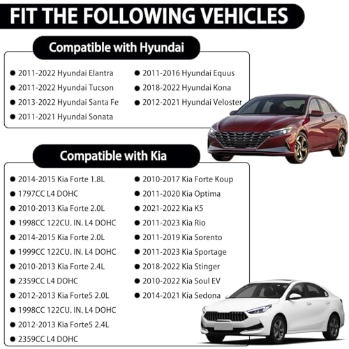 VKVXCLON Interior Rear View Mirror Compatible With Hyundai 11-23 Elantra,Sonata,Santa Fe,Tucson,Veloster,Kia 10-23 Forte,Optima,Forte5,Rio,K5,Sedona,Sportage Sorento,Soul,Day/Night Mirror 851013X100 - Image 2