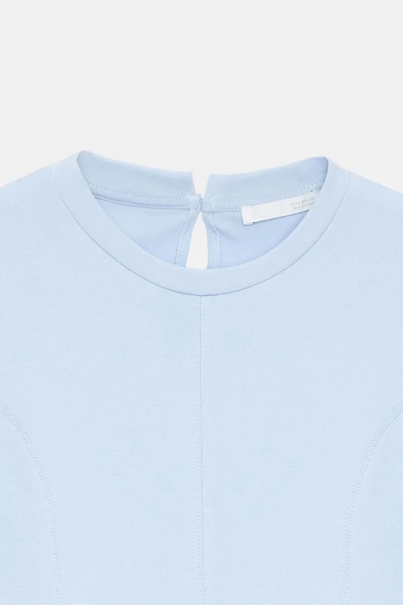 Dilvin Baby Blue DILVIN Fitted Cotton Poplin Cut-out Shell Top for Women | Best Price UAE