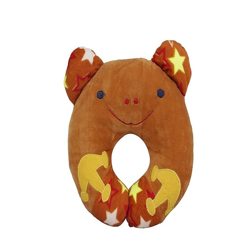 Ineffable Cute Baby Pillow U Shape Headrest Cartoon Design Kids Baby Pillow Neck (Dark, Brown) (0-3 Years) - Image 1
