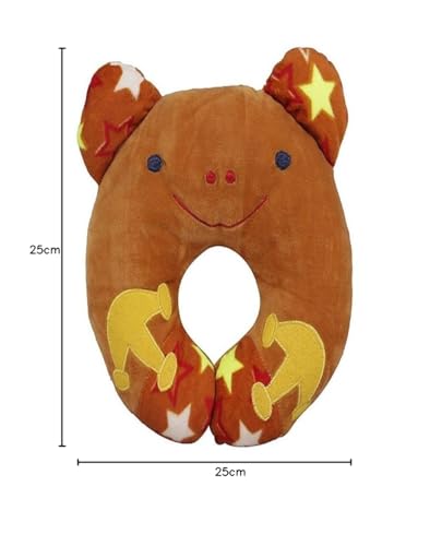 Ineffable Cute Baby Pillow U Shape Headrest Cartoon Design Kids Baby Pillow Neck (Dark, Brown) (0-3 Years) - Image 2