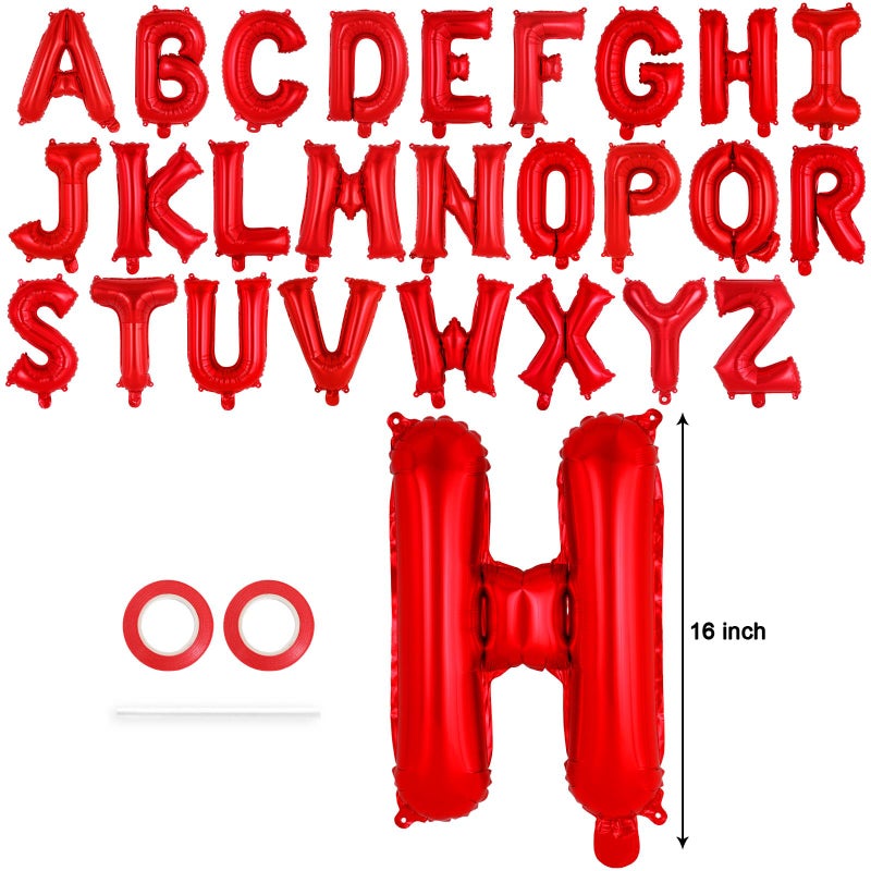YOTHORN 26 Pcs Red Letter Balloons,16 Inch Foil Alphabet Letter Balloons,Letter A-Z Balloon Banner Custom Phrase Balloon for Birthday Party Wedding Anniversary Decoration (Red 26pcs) - Image 2