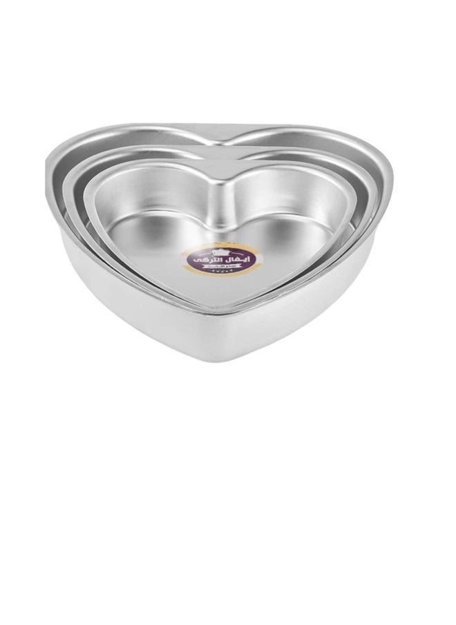 Eval A set of 3 heart-shaped aluminum trays, sizes 24-26-28 