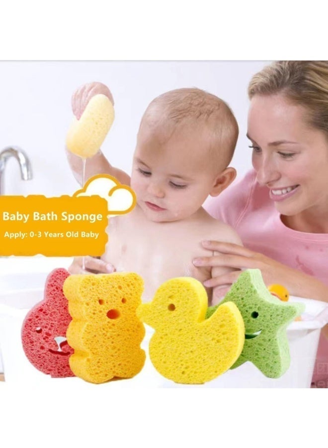 4 Pack Baby Bath Sponge, Cute Shapes Natural Kids Bath Sponges, Shower Sponges for Cleaning Exfoliating Body Sponge, Soft Absorb Water, Mild and Non Irritating, for Infants, Newborns, Toddlers - Image 3