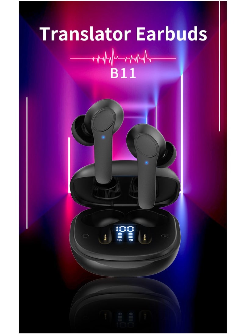 Generic - Professional Smart Translator Earbuds Bluetooth Headphones Wireless Headset Intelligent voice translation Earphones Binaural Simultaneous Translation 144 Languages Translation Black - Image 1
