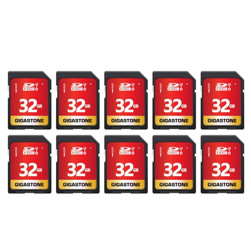 GIGASTONE 32GB SD Card 10Pack UHSI U1 Class 10 SDHC Memory Card HighSpeed Full HD Video Compatible with Digital Camera SPYPOINT TACTACAM WOSPORTS Trail Camera with 10 Mini Cases - Image 1