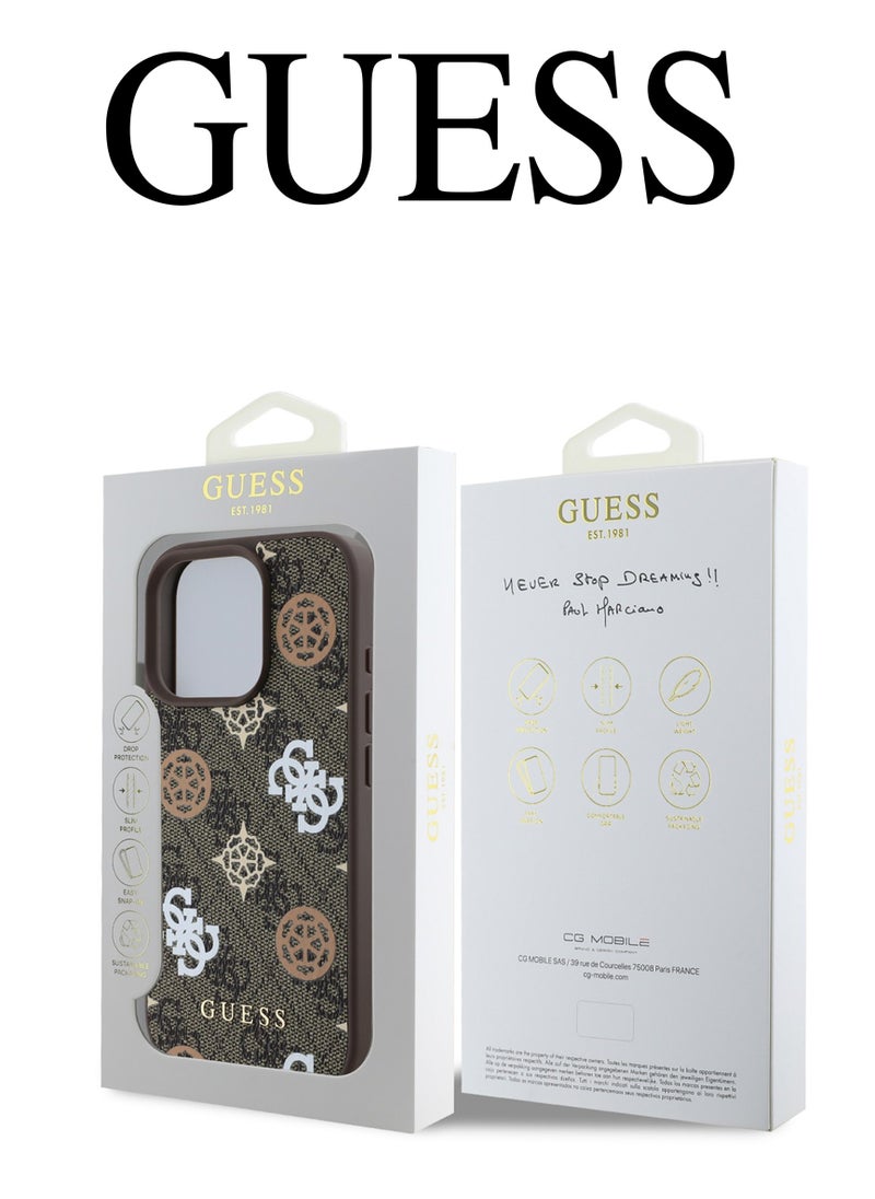 CG MOBILE IPhone 16 Pro cover, supports wireless charging MagSafe, with a logo and a leather design approved by the global brand Guess. From CG-MOBILE. In Brown  - Image 5