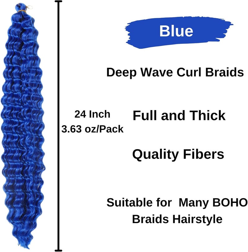 Leticia Blue Braiding Hair Pre Stretched Hypoallergenic Boho Hair for Braiding Crochet Boho Braids ez Braid Synthetic Knotless Curly Deep Wave Braids - Image 3