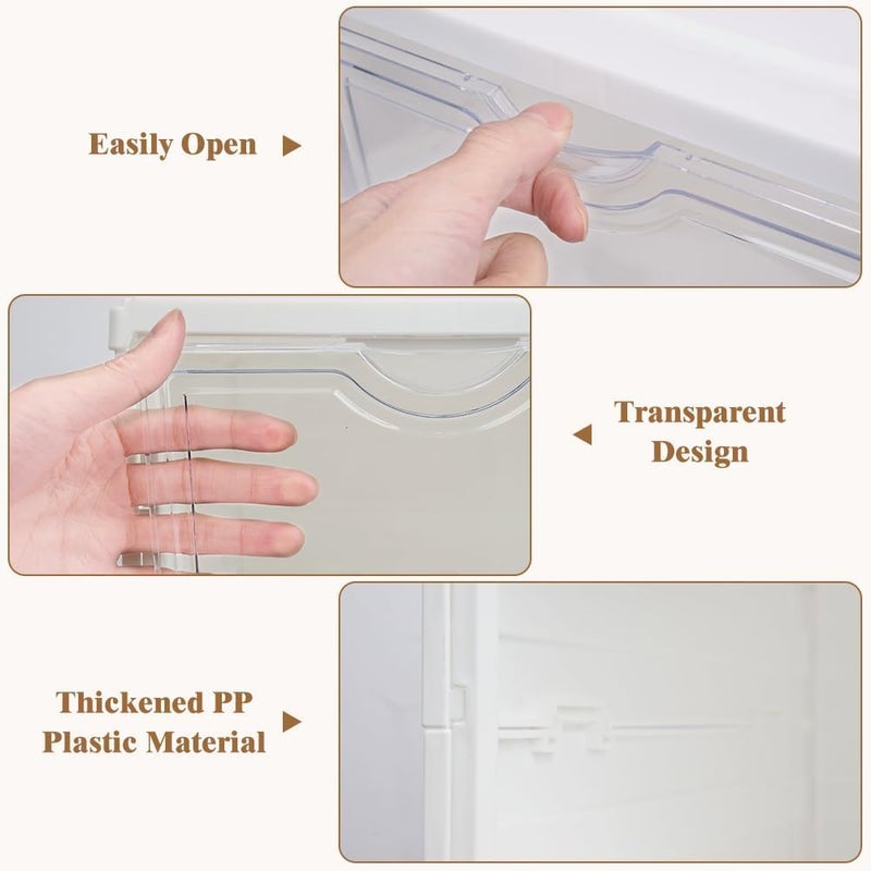 Parshya Drop Front Shoe Storage Box No Assembly Stackable Shoe Organizer Storage Bin with Clear Door Free Standing Shoe Shelf Cabinet with Lid Plastic Shoe Rack for Closet Entryway 4 Layer - Image 3