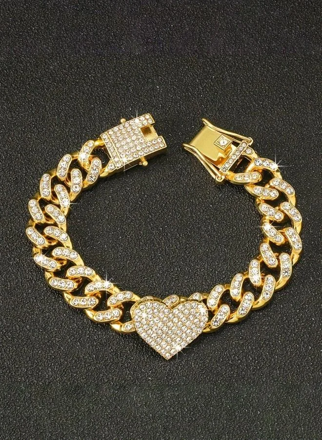 Take Two Gold Embellished Heart Shape Chain Bracelet