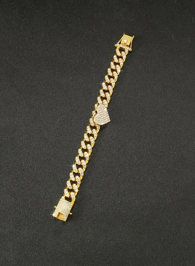 Take Two Gold Embellished Heart Shape Chain Bracelet