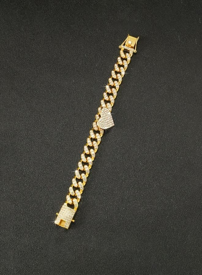 Take Two Gold Embellished Heart Shape Chain Bracelet - Image 4