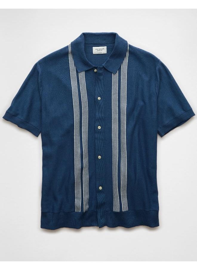 American Eagle AE Button-Up Striped Sweater Polo  - Image 3