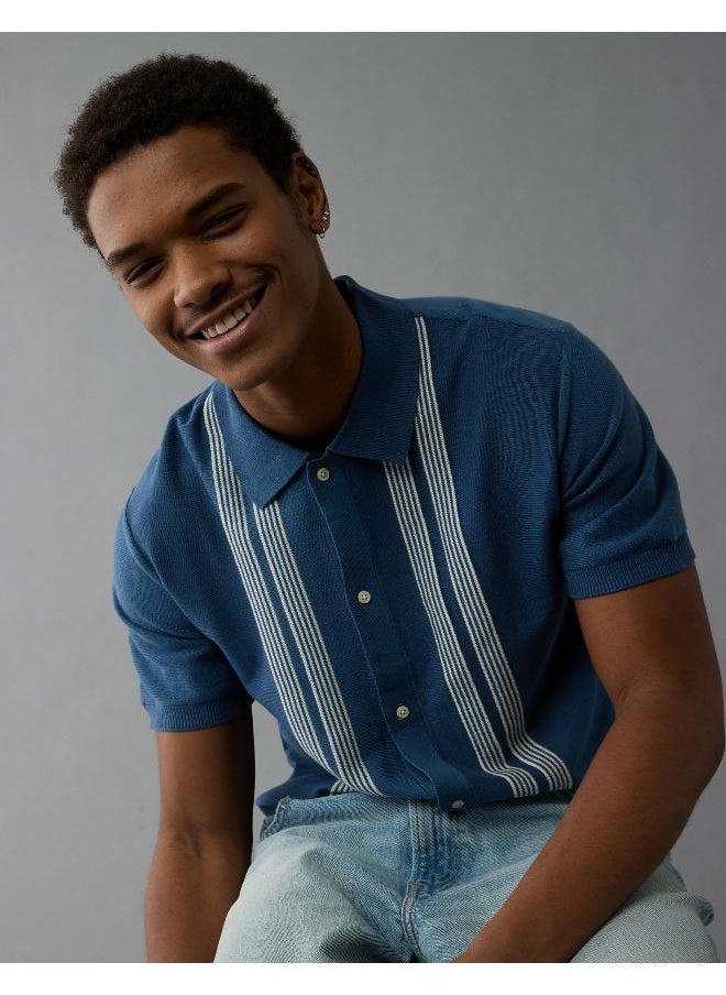 American Eagle AE Button-Up Striped Sweater Polo  - Image 5