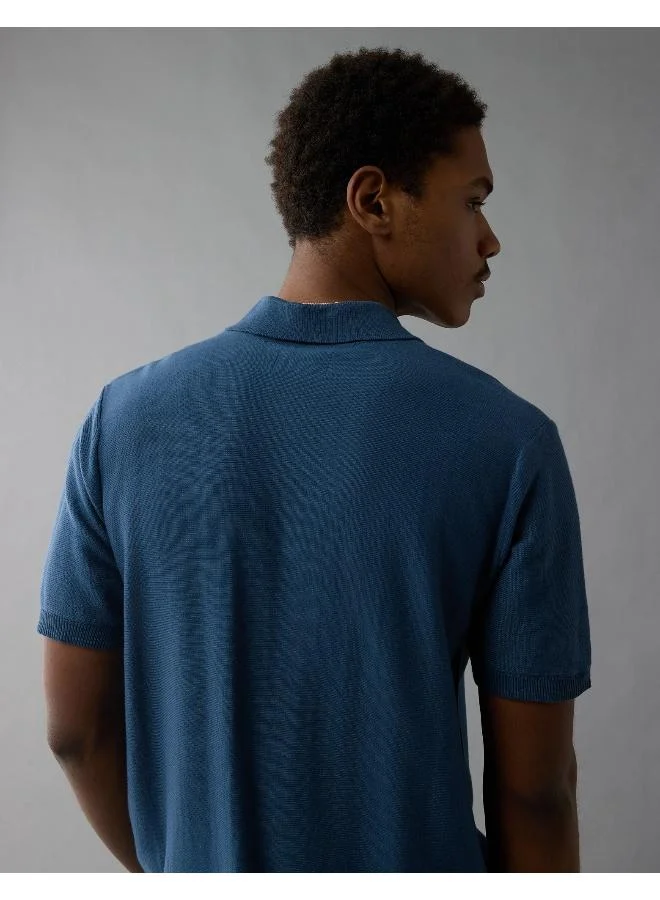 American Eagle AE Button-Up Striped Sweater Polo