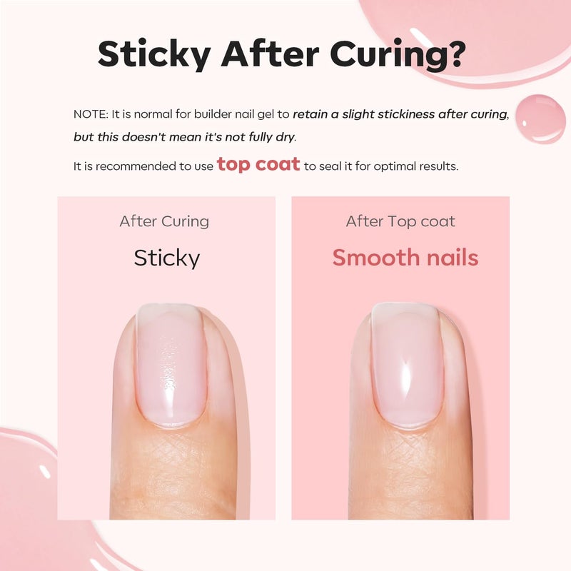 modelones Builder Nail Gel, 8-in-One Barely Pink Builder, Sheer Pink Rubber Base Gel Polish, LED Lamp Cured Color Base Hardener Strengthener Apex Building Extension for Girls DIY Salon Home - Image 4