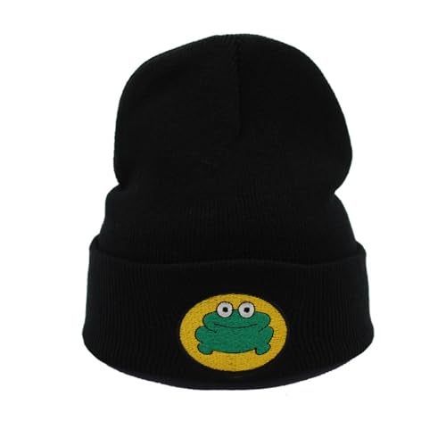 CazDopaM Cute Cartoon TV Parappa The Rapper Frog Knitted Beanie Hats Unisex Fashion (Black) - Image 2