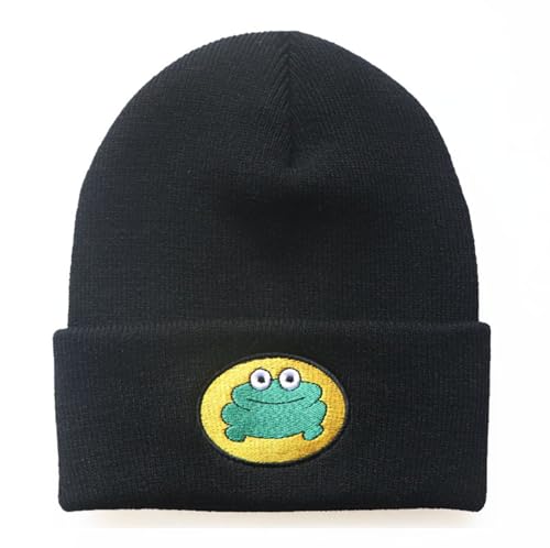 CazDopaM Cute Cartoon TV Parappa The Rapper Frog Knitted Beanie Hats Unisex Fashion (Black) - Image 4