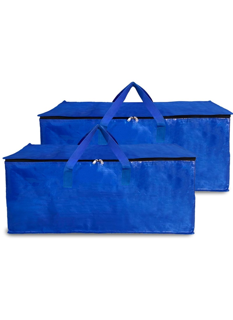 shalimar Shalimar Large Capacity Travel Bag Storage Bag Movein Bag Duffel Bag - Strong Durable Foldable & Water Resistant - Pack of 2 - Blue - 62 L x 30 W x 35 H  - Image 1