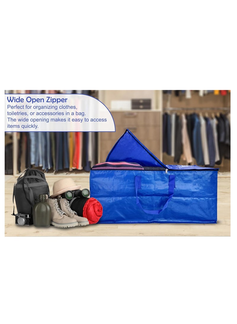 shalimar Shalimar Large Capacity Travel Bag Storage Bag Movein Bag Duffel Bag - Strong Durable Foldable & Water Resistant - Pack of 2 - Blue - 62 L x 30 W x 35 H  - Image 4