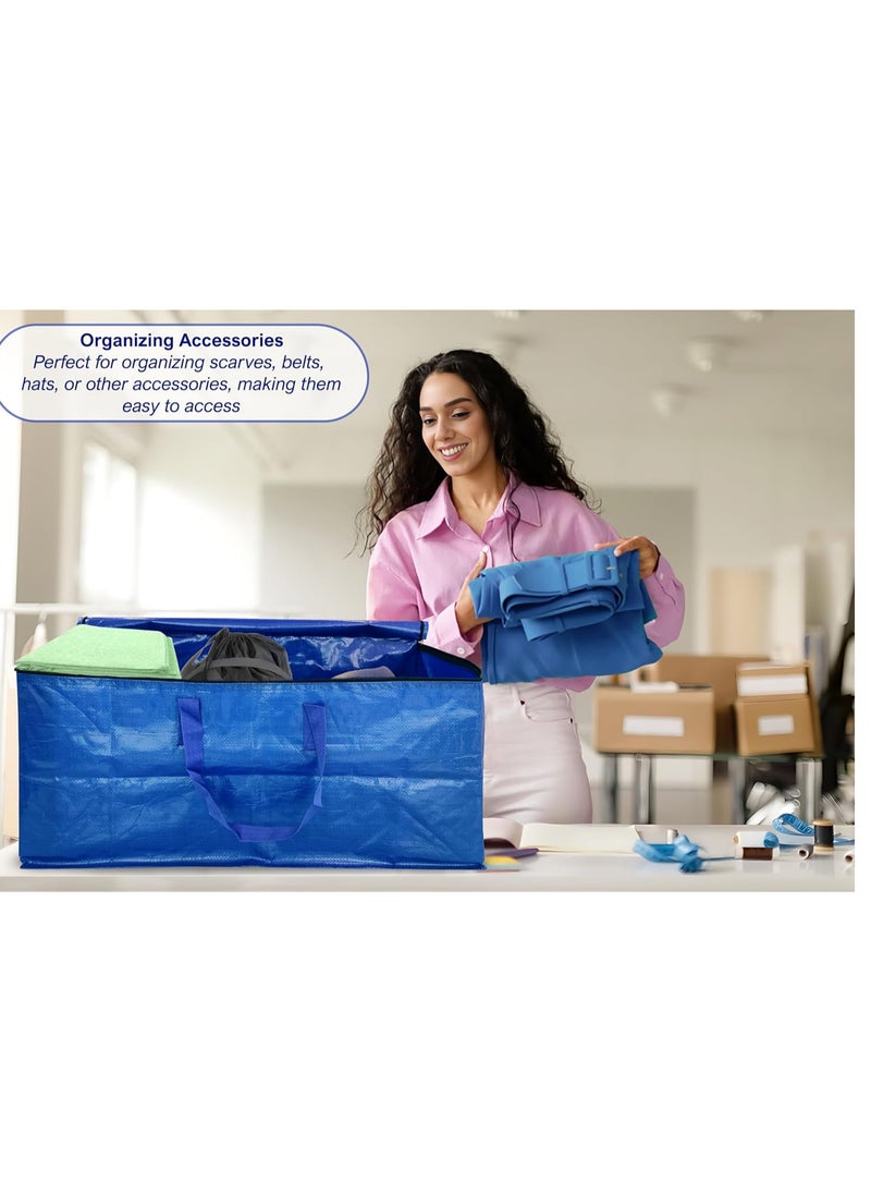 shalimar Shalimar Large Capacity Travel Bag Storage Bag Movein Bag Duffel Bag - Strong Durable Foldable & Water Resistant - Pack of 2 - Blue - 62 L x 30 W x 35 H  - Image 3