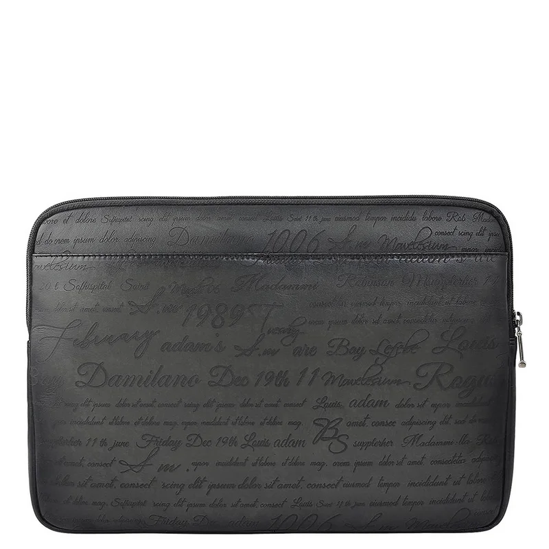 Da Milano grey Signato Leather Laptop Sleeve - Grey  | Best Price UAE
