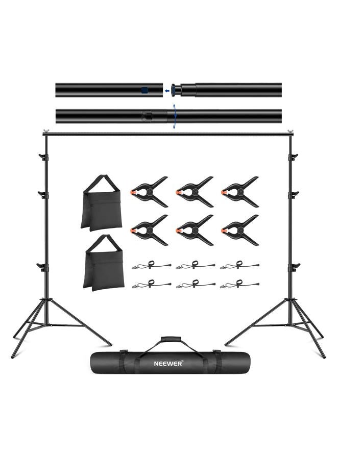 Neewer 8.5x10ft Adjustable Backdrop Stand Kit, Photography Background Support System with 4 Crossbars, 6 Spring Clamps, 6 Backdrop Clips, 2 Sandbags, and Carrying Bag for Photo Video Party Ceremony - Image 1