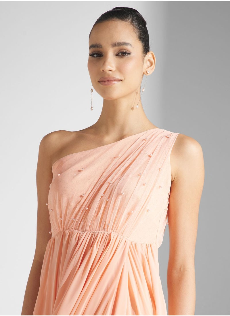 Golden Apple - Pleated Mesh Detail Dress - Image 1