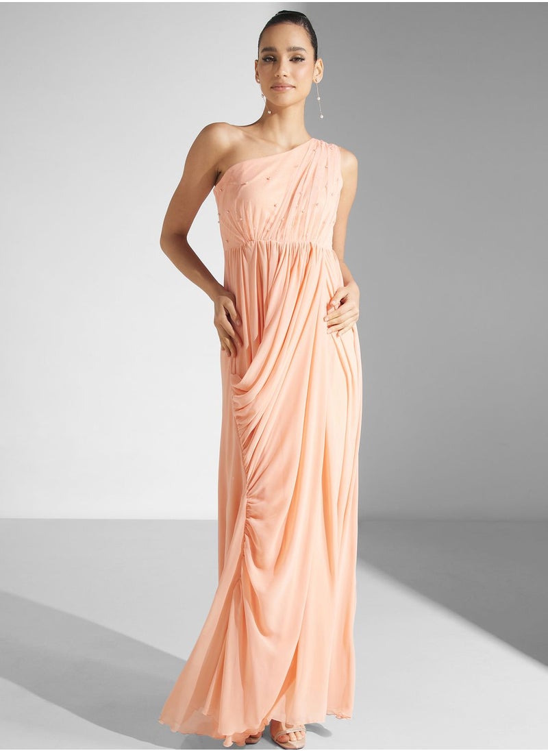 Golden Apple - Pleated Mesh Detail Dress - Image 1