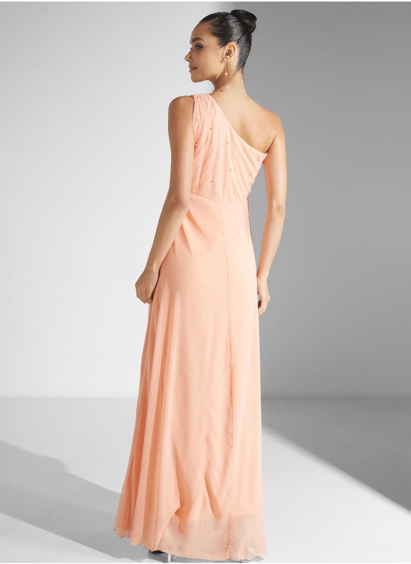 Golden Apple - Pleated Mesh Detail Dress - Image 1