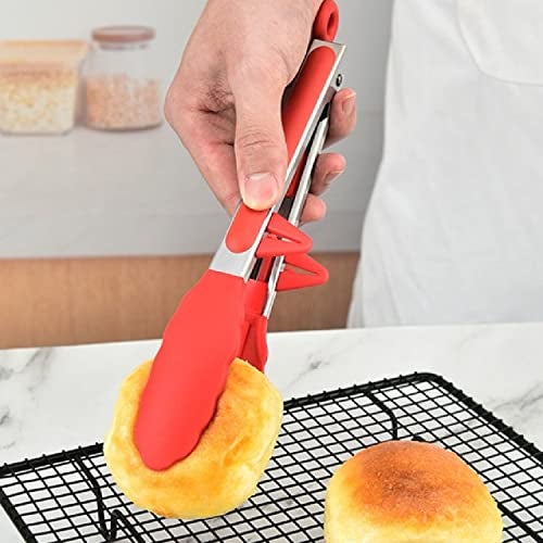 HEXONIQ® Kitchen Tongs for Cooking 11 Inch Set of 3 - Stainless Steel Cooking Tongs with Silicone Tips for Nonstick Cookware - Silicone Tongs for Grilling, Serving, BBQ & Salad (Black) - Image 2