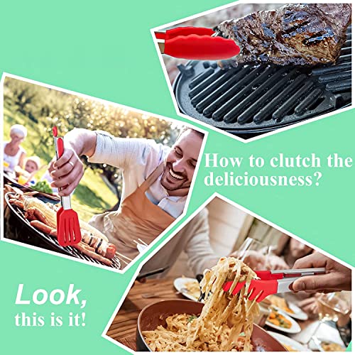 HEXONIQ® Kitchen Tongs for Cooking 11 Inch Set of 3 - Stainless Steel Cooking Tongs with Silicone Tips for Nonstick Cookware - Silicone Tongs for Grilling, Serving, BBQ & Salad (Black) - Image 5
