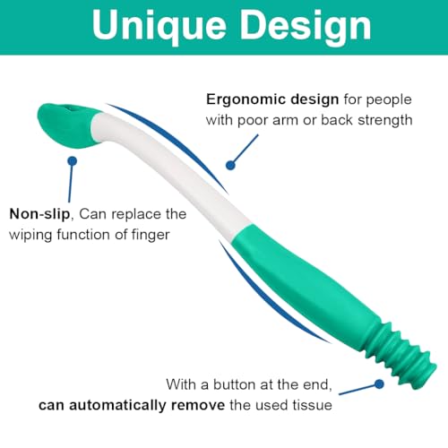 HANNEA® Toilet Aid Bottom Wiper for Elders Long Handle Butt Wiper Tool Convenient Toilet Aids for Wiping Bottom, Wiping Aids for Toileting, One Button Release, Mess Free Toilet Paper Wand - Image 3