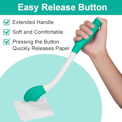 HANNEA® Toilet Aid Bottom Wiper for Elders Long Handle Butt Wiper Tool Convenient Toilet Aids for Wiping Bottom, Wiping Aids for Toileting, One Button Release, Mess Free Toilet Paper Wand - Image 5