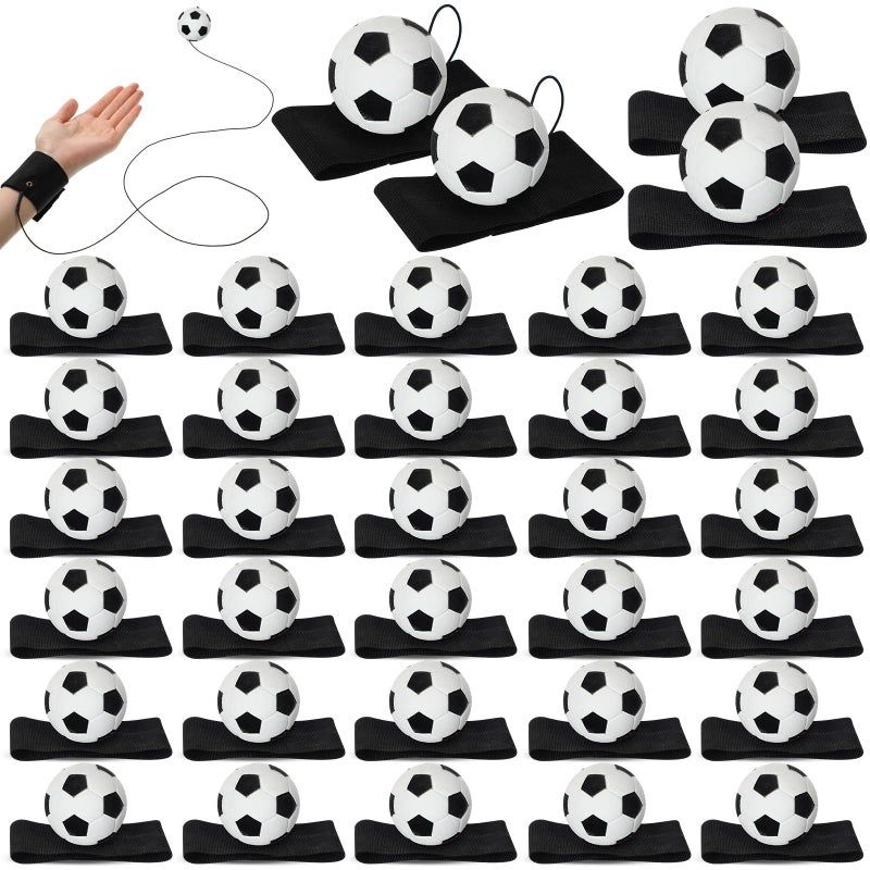 Jerify 30 Pcs Wrist Return Ball on a String Baseball Football Soccer Tennis Party Favor Sports Return Wrist Practice Wristband Ball on Elastic Cord for AdultsSoccer