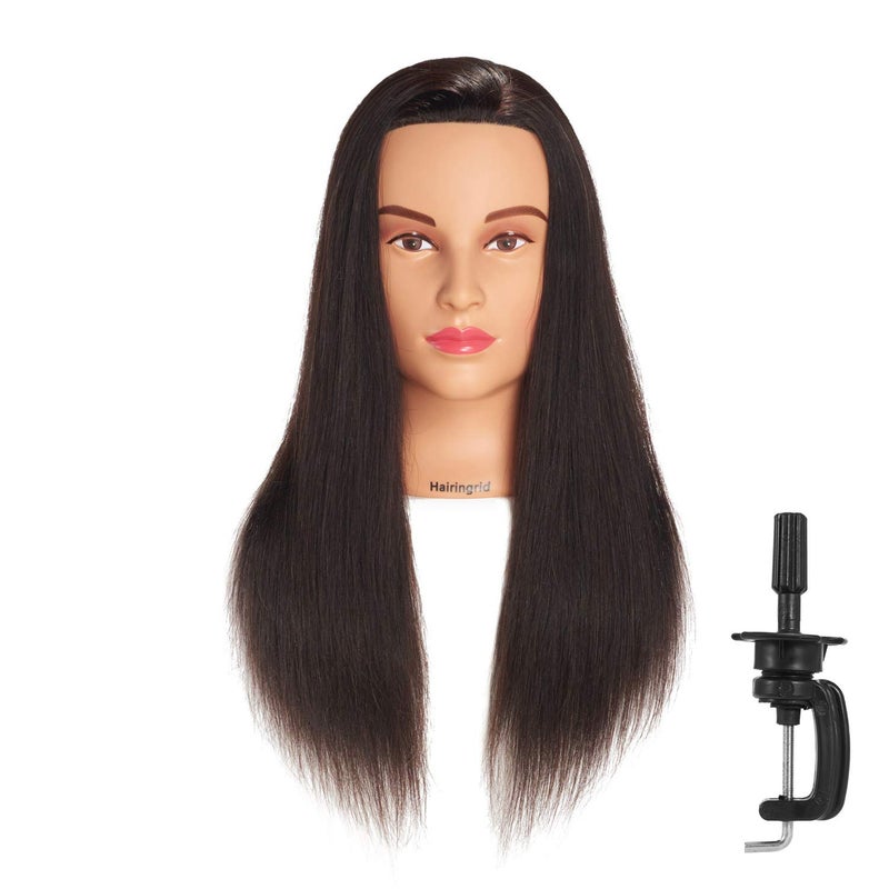 Hairingrid Mannequin Head 2022 100 Human Hair Hairdresser Cosmetology Mannequin Manikin Training Head Hair and Free Clamp Holder 1907LB0214A
