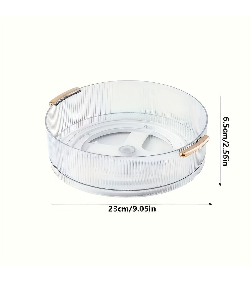 360 Degree Rotating Transparent Storage Box With Light Luxury Handle Large Capacity Desktop Cosmetics Perfume Lipstick Organizer Tray Vanity Skincare Shelf Multi Functional Organizer For Makeup And Jewelry - Image 2