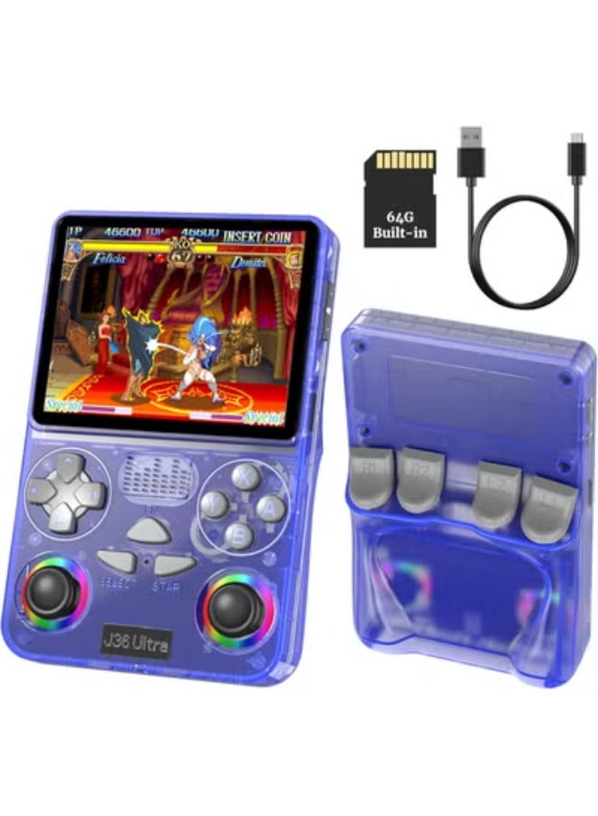 JAJEEK J36 Ultra 3.5-Inch Portable Retro Game Console – 20,000+ Built-in Classic Games, 64GB Memory Card, IPS Display, Dual Player Support, 20+ Emulators, 3000mAh Rechargeable Battery Handheld Console – Purple - Image 1