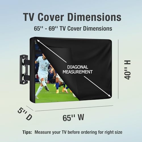 REDRICH 600D Heavy Duty Outdoor TV Cover for 65-69 inch TV, Upgraded Waterproof and Dustproof TV Screen Protectors with Zipper for Outside - Image 2